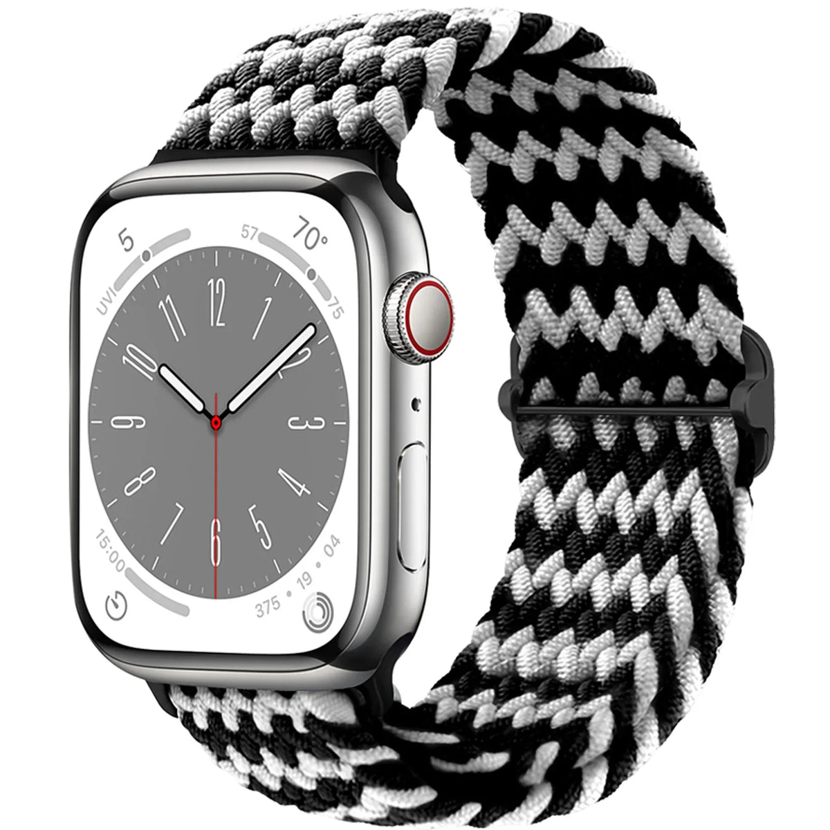 Elastisch gevlochten nylon smartwatch-bandje, 38–49 mm, verstelbaar en ademend, sportband voor Apple Watch | Sansoti