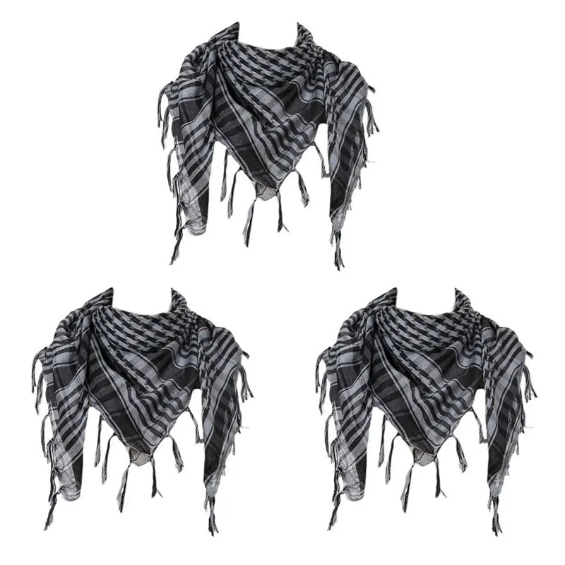 Bufanda de punto tradicional 100x100 cm con flecos para hombre y mujer, cálida y cómoda, de tejido suave para el invierno | Sansoti