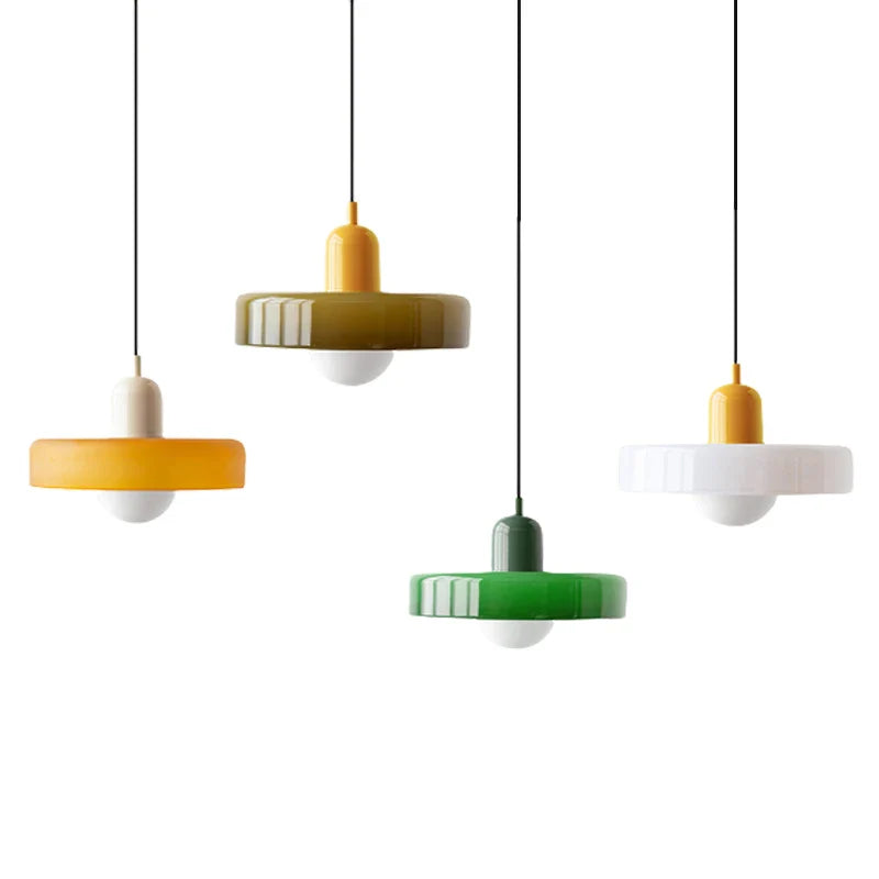 Glazen Hanglamp met Dubbele Kleurkap – Moderne Bauhaus-Stijl Verlichting voor Woon- en Eetkamer | Sansoti