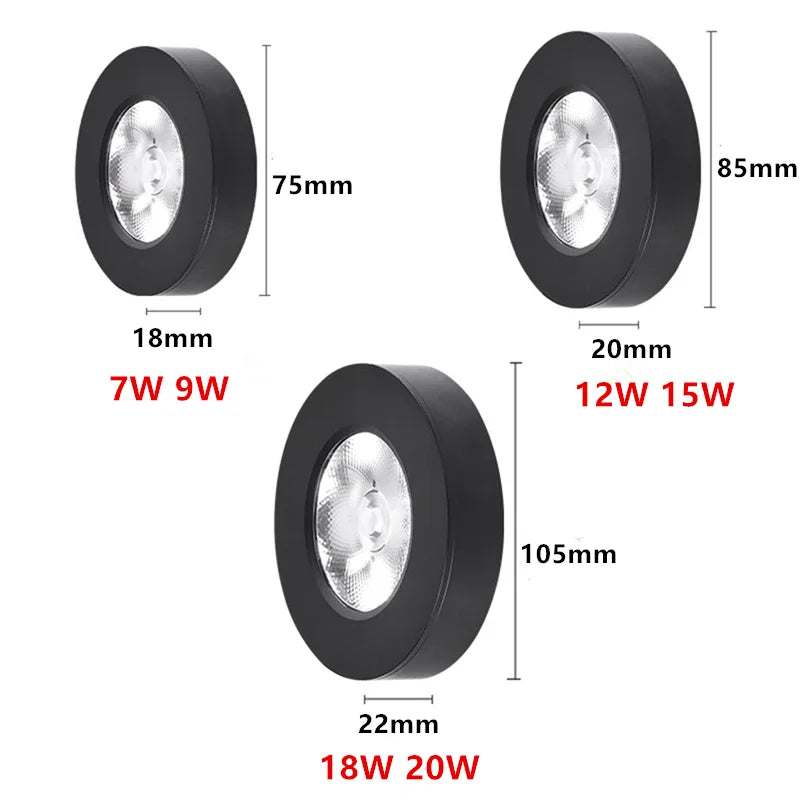 Ultradünne LED Aufputz-Downlight Deckenleuchte Aluminium Anti-Glare Design für Küche, Bad und Wohnraum 90-260V | Restfield