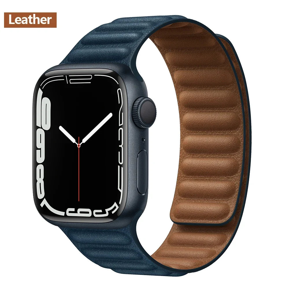Lederarmband mit magnetischem Verschluss, 38–49 mm, verstellbares Smartwatch-Zubehör, stilvolles Armband | Sansoti