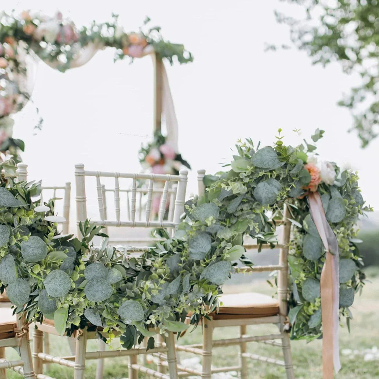 Kunstmatige Eucalyptus Slinger 2-Delige Set | Natuurlijke Groene Decoratie voor Interieur en Feesten | 180cm Lange Zijden Guirlandes | Sansoti