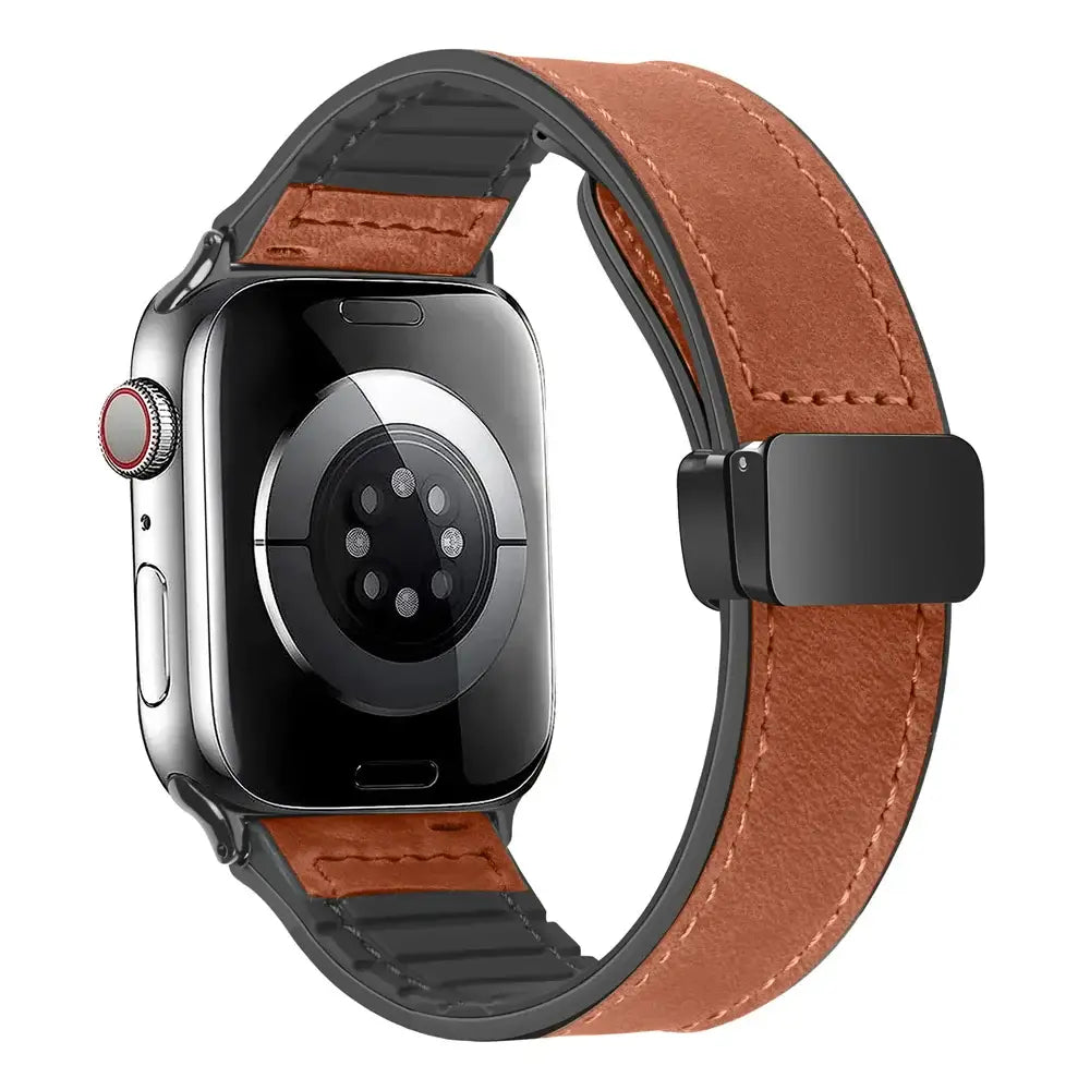 Bracelet de smartwatch magnétique en cuir véritable, réglable, résistant à l’eau, sportif, élégant et raffiné | Sansoti