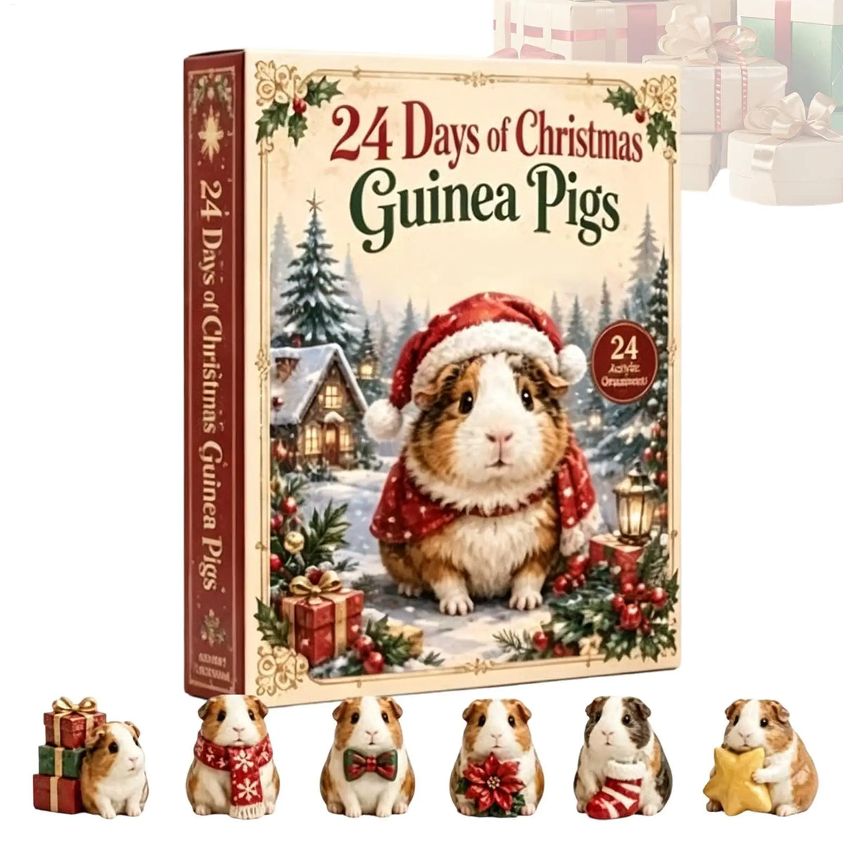 Adventskalender Hangend Acryl met 24 Cavia Ornamenten Kerstboom Decoratie Aftellen December Feestdagen | Sansoti