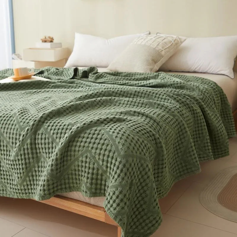 Katoenen Muslin Plaid 100x150-200x230cm Effen Geweven Deken Zacht Huidvriendelijk voor Bank Bed Auto | Sansoti