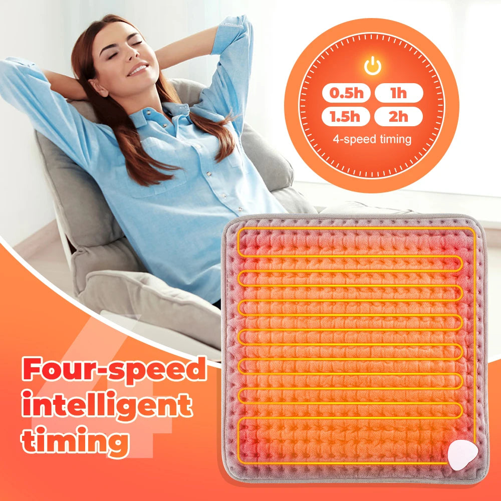 Electric Heating Mat 40×40 cm Gray Washable 9 Temperature Settings Foot Warmer Home Office Warm Comfort | Sansoti