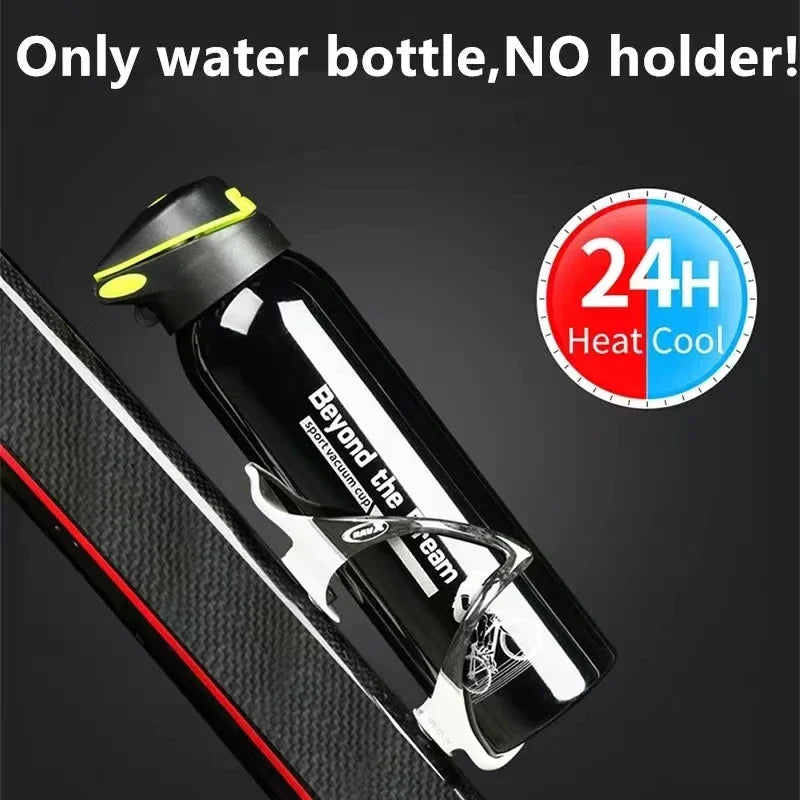 Gourde thermos pour vélo 500ml à double paroi en acier inoxydable, bouchon sport, cordon de transport, isolation et maintien de la température | Sansoti