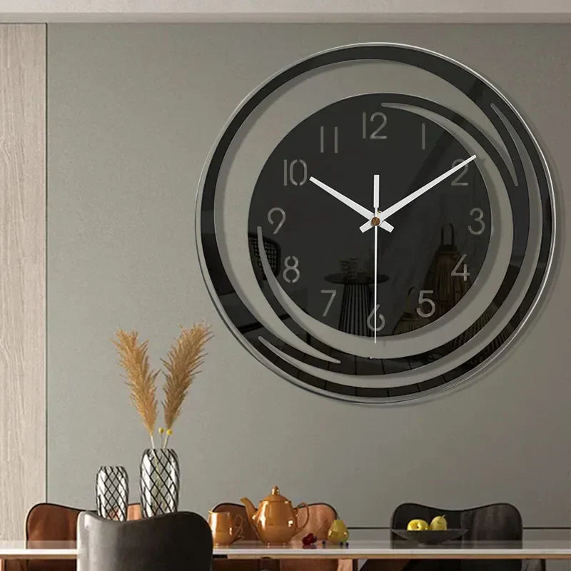 Wandklok Zwart Acryl - Modern Geometrisch Design - Stil Mechanisme - Scandinavisch Tijdloze Elegantie | Sansoti