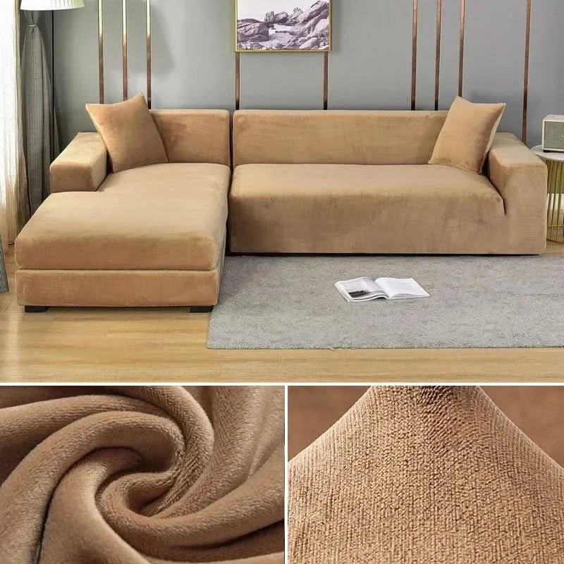 Housse de canapé en velours extensible élastique, protège-canapé antidérapante lavable pour canapé 1, 2 ou 3 places | Sansoti