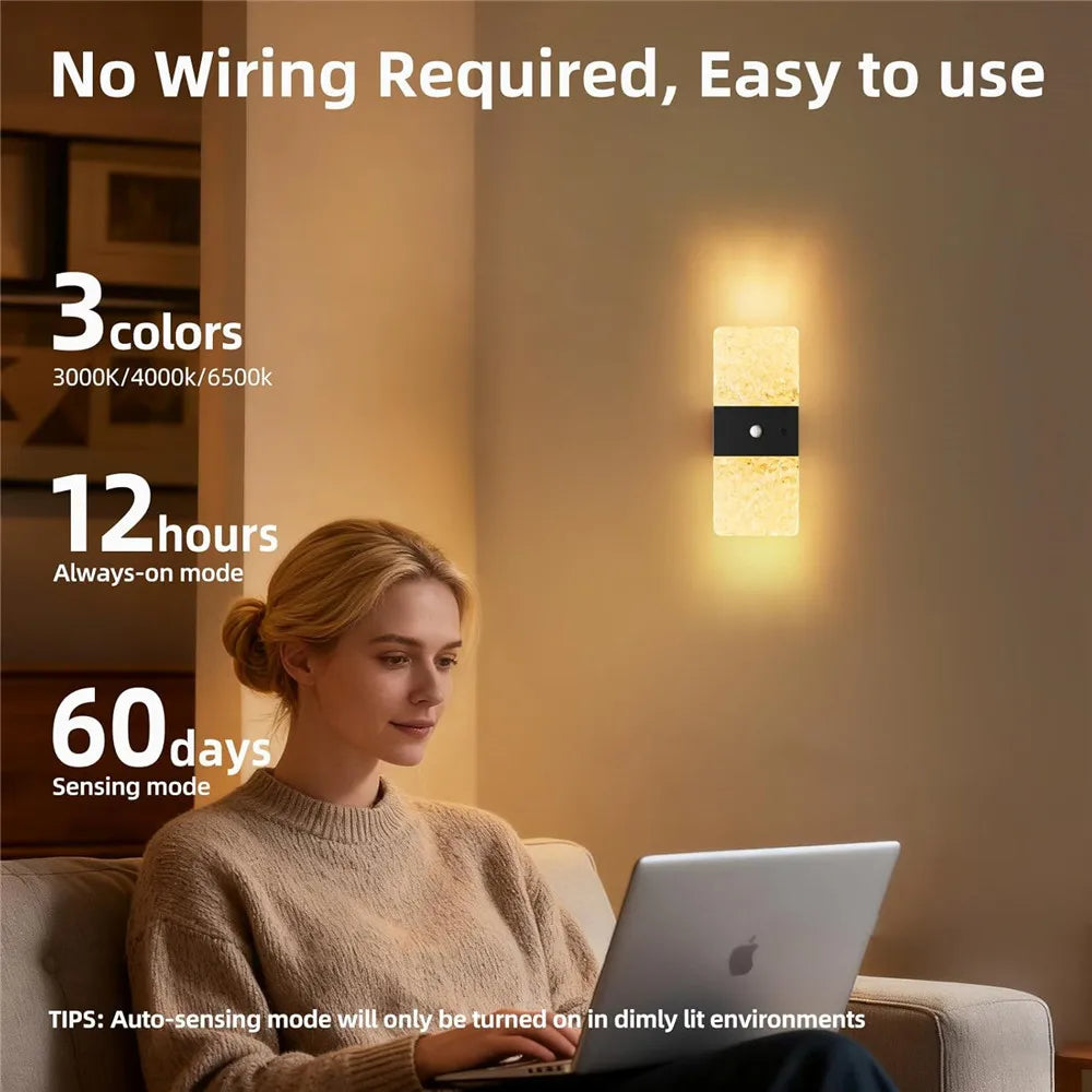 Wireless LED Wall Light Set of 2 with Motion Sensor, USB Rechargeable, Dimmable Magnetic Night Light for Bedroom | Sansoti