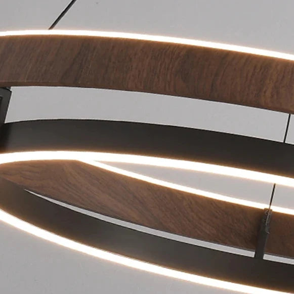 Ronde Kroonluchter Metaal Houtlook Scandinavisch Modern Hanglamp Dimbaar Woonkamer Eetkamer Slaapkamer | Sansoti