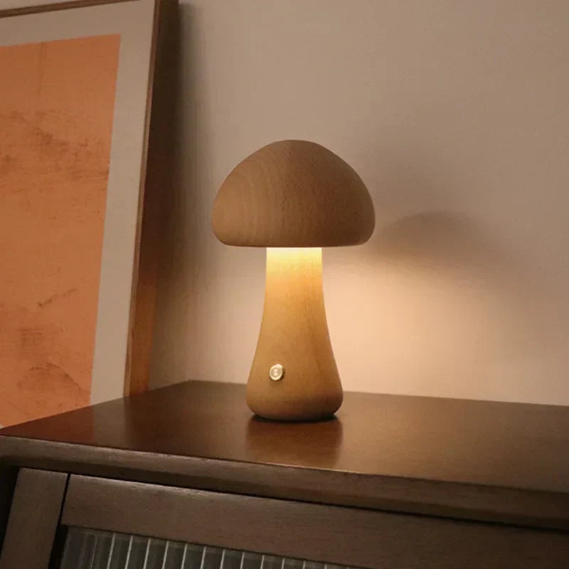 Lampe de table champignon rechargeable avec variateur tactile et lumière LED chaude pour chambre, chambre d’enfant ou salon | Sansoti