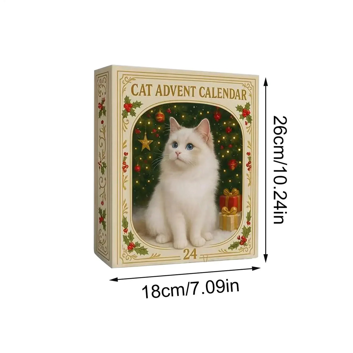 Christmas Advent Calendar with 24 Kitten Ornaments, Acrylic Christmas Tree Decorations, Hanging Decoration | Sansoti