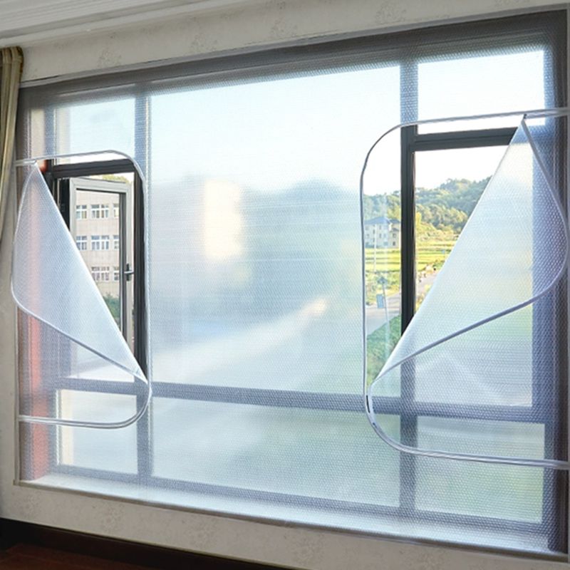 Doppelschichtige Fensterfolie mit selbstklebendem Reißverschluss für optimale Wärmeisolierung, transparent, energiesparend | Sansoti
