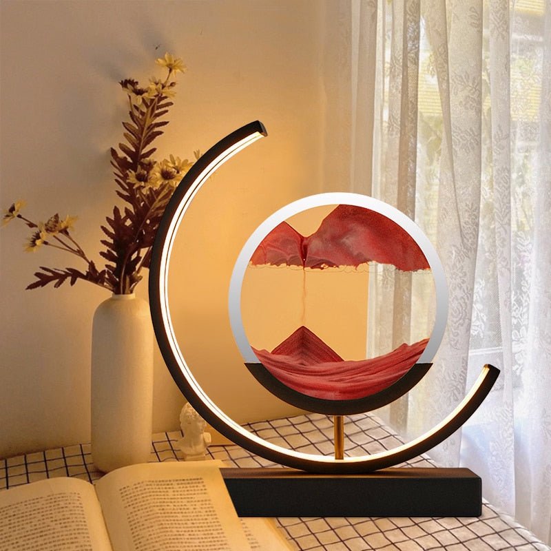Lampe de table LED acrylique pivotante paysage de sable noir salon chambre lampe d'ambiance lampe de chevet lampe décorative | Restfield