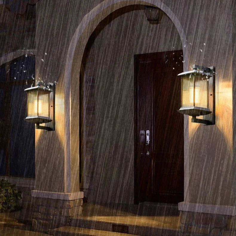 Geribbelde Glazen Buitenwandlamp Metaal IP65 Waterdicht voor Tuin Voordeur Terras Gevel Buiten Wandverlichting | Sansoti