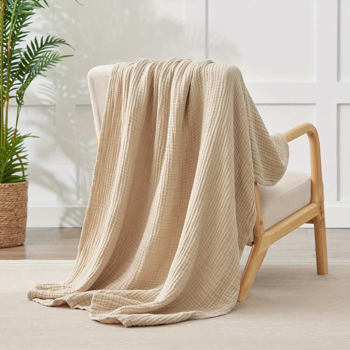Manta de muselina de algodón de seis capas, transpirable y suave, para verano, salón, dormitorio, cama o sofá | Sansoti