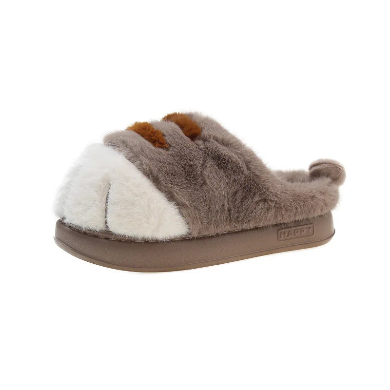 Pluche Instapslippers Kattendesign Antislip Warme Pantoffels Dames Huisschoenen Slides Comfortabel Binnenshuis | Sansoti