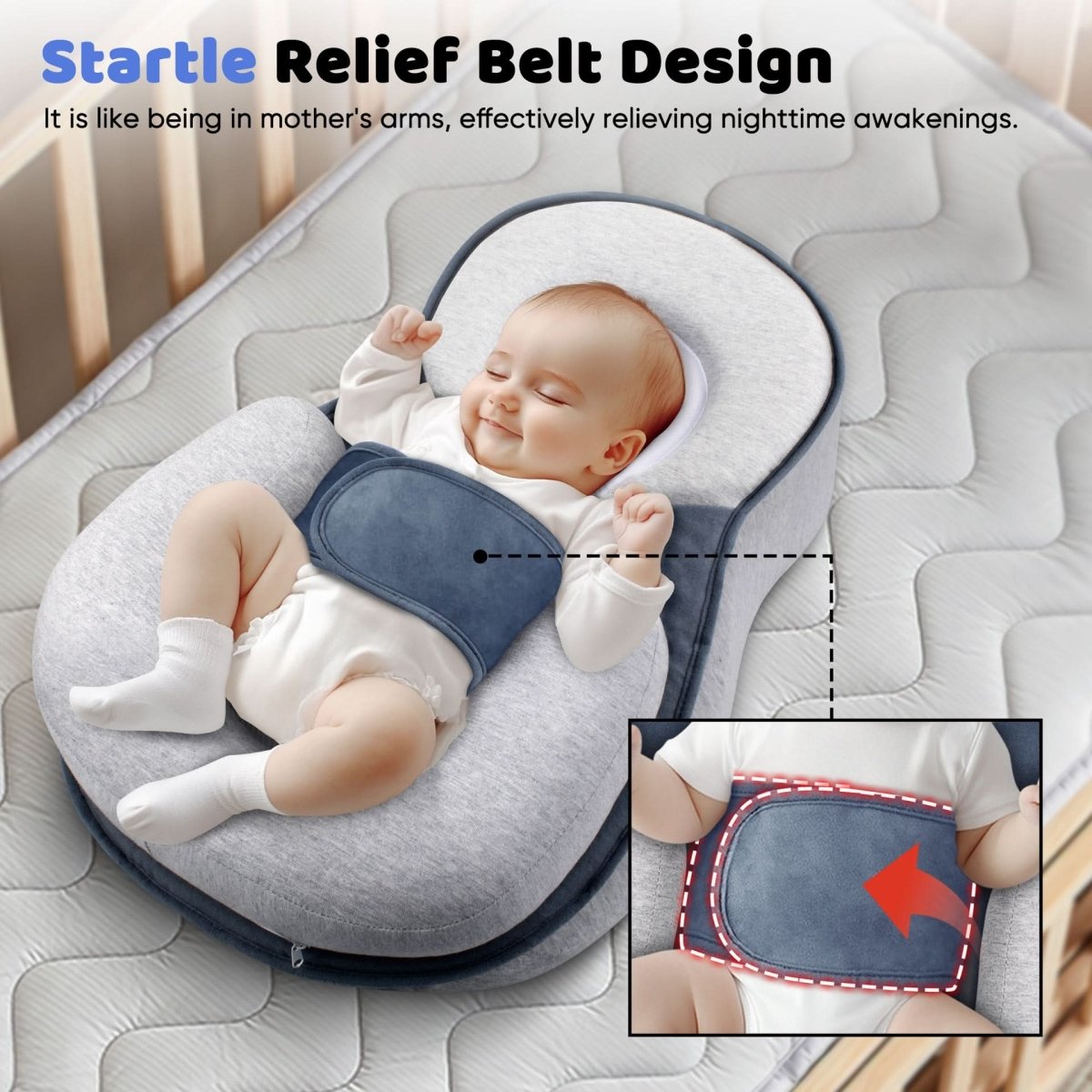 Ergonomisch Babykussen met Schedelondersteuning Plat of Wigvorm Hoofdsteun voor Zuigelingen Pasgeborenen | Sansoti