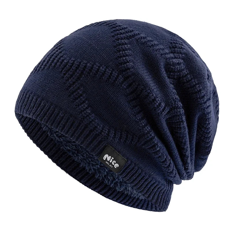 Gebreide Wintermuts Unisex Fleece Gevoerd Slouchy Beanie Volwassenen Breipatroon Outdoor Hoofddeksel | Sansoti