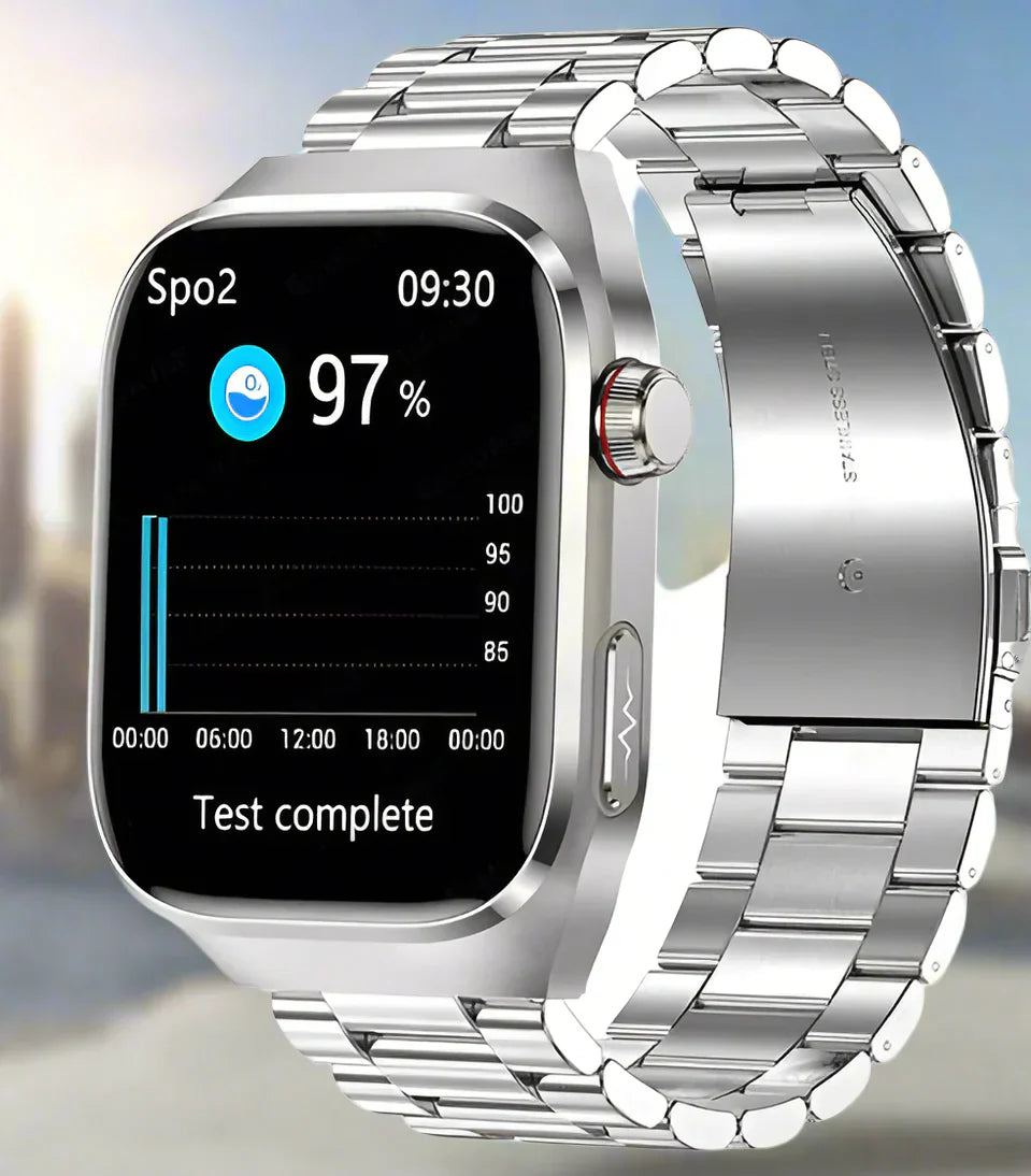 Multifunctioneel Smarthorloge met Hartslagmeter ECG Bloedglucose Tracker Bluetooth Bellen Gezondheidsmonitor AMOLED Display Draadloos Opladen | Sansoti