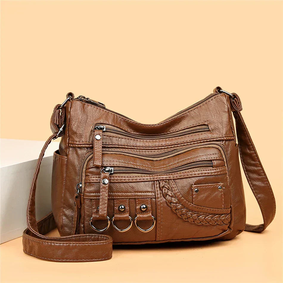 Vintage Handtas Vegan Leer Elegante Schoudertas Dames Retro Stijl Dagelijkse Tas Mode Accessoire Vrouwen | Sansoti