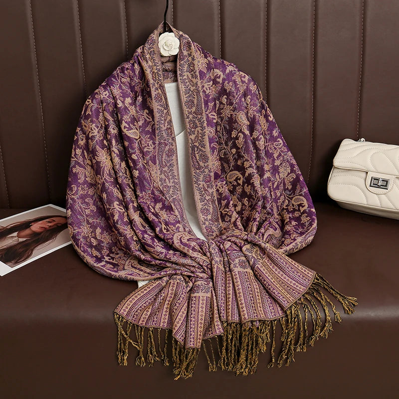 Pashmina Wrap Cashmere-look Women's 70x190cm Soft Winter Scarf Four Seasons Warm Foulard Elegant Scarf | Sansoti