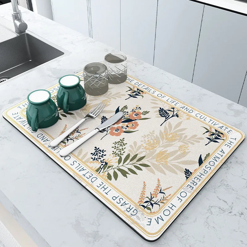 Absorberende Keukenmat Antislip 50x60cm Microvezel Sneldrogend Wasbaar Hygiënisch Vloerkleed Aanrecht | Sansoti