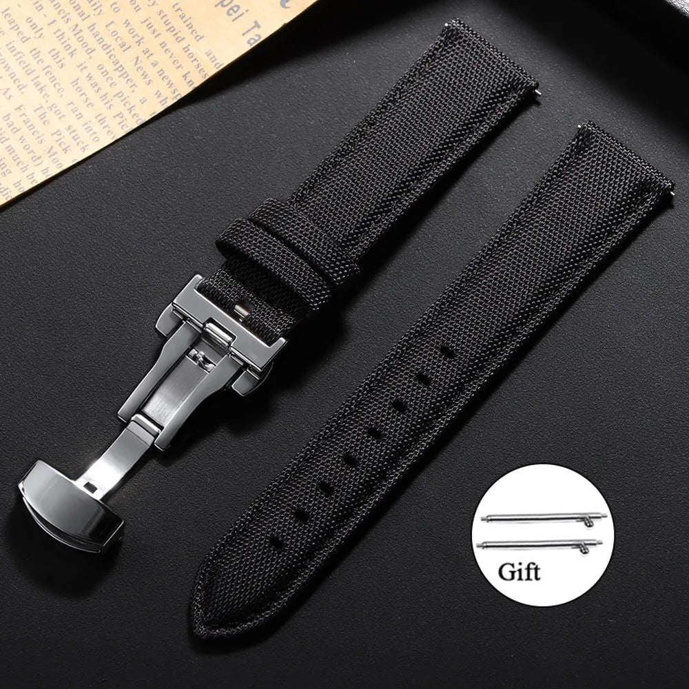 Nylon-Uhrenarmband aus Segeltuch Wasserabweisend Schnellverschluss Universelles Sportuhrenarmband 20 mm 22 mm | Sansoti