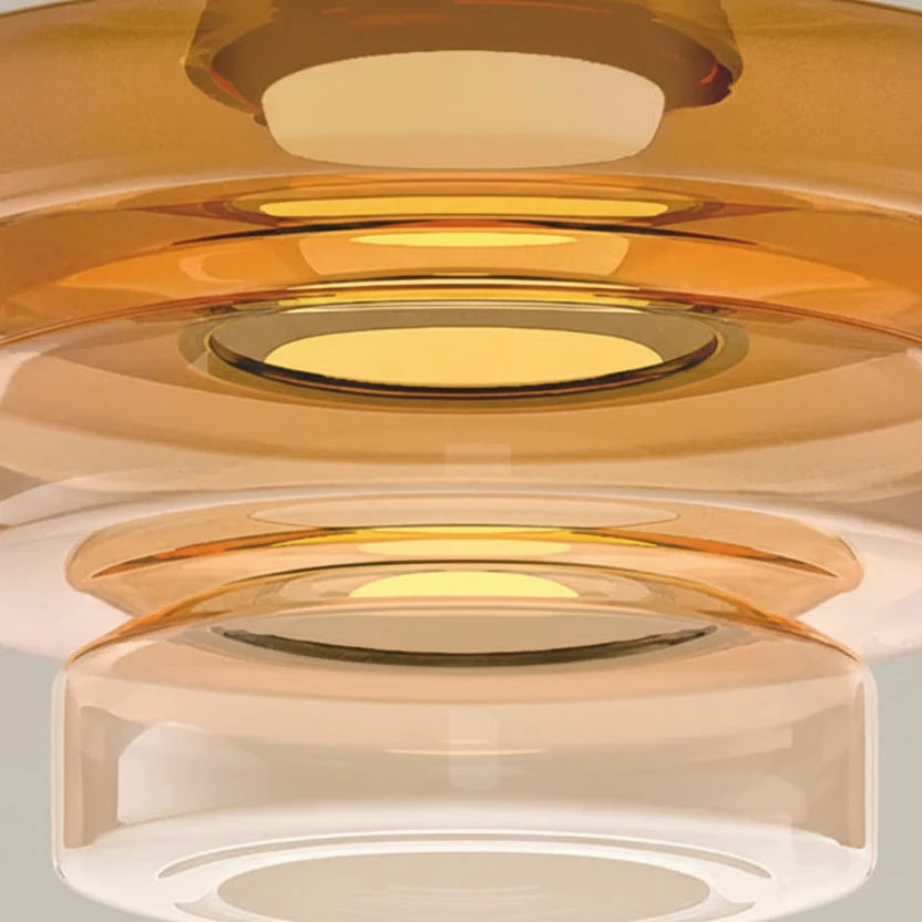 Glazen Hanglamp Gelaagd Scandinavisch Design Transparant Rookgrijs Amber Groen Verstelbaar Eettafel Woonkamer | Sansoti
