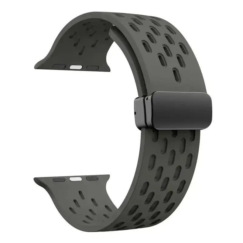 Atmungsaktives Silikonarmband für Smartwatches, magnetisch, 38–49 mm, verstellbar, Armband für Sport, aktive Freizeit und den täglichen Gebrauch | Sansoti