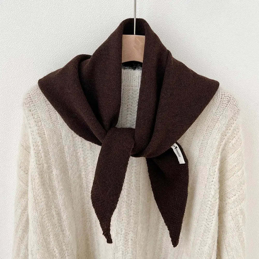 Gebreide Driehoekige Halsdoek Wol 38x105cm Wintersjaal Dames Effen Kleur Warm Omslagdoek Herfst Winter | Sansoti