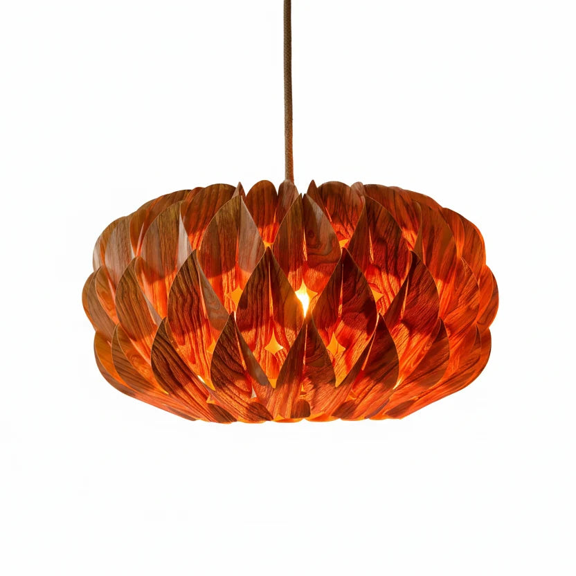 Houten Hanglamp Cilinder Essenhout Veneer Plafondverlichting Eetkamer Slaapkamer Scandinavisch Design | Sansoti