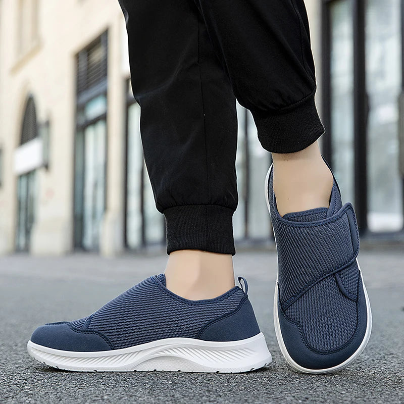 Herenschoenen Brede Pasvorm Klittenband Mesh Orthopedisch Comfortabel Lichtgewicht Wandelschoen Casual | Sansoti