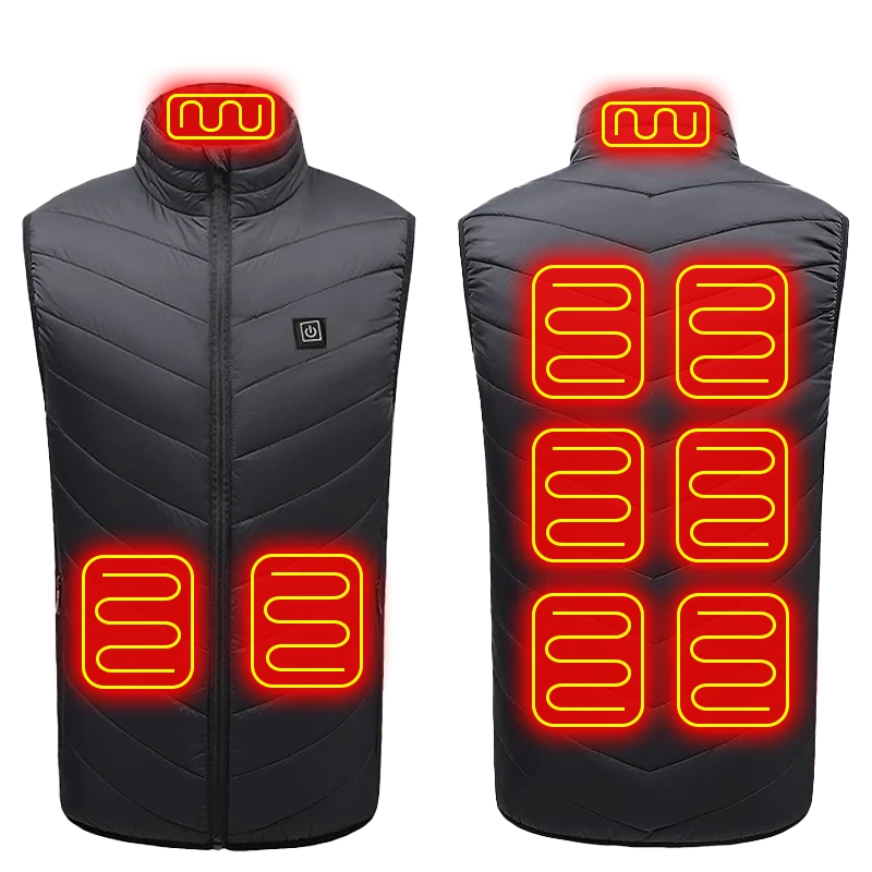 Chaleco térmico con calefacción USB, 21 zonas, negro y azul, unisex, para actividades al aire libre, invierno, senderismo, camping y esquí | Sansoti