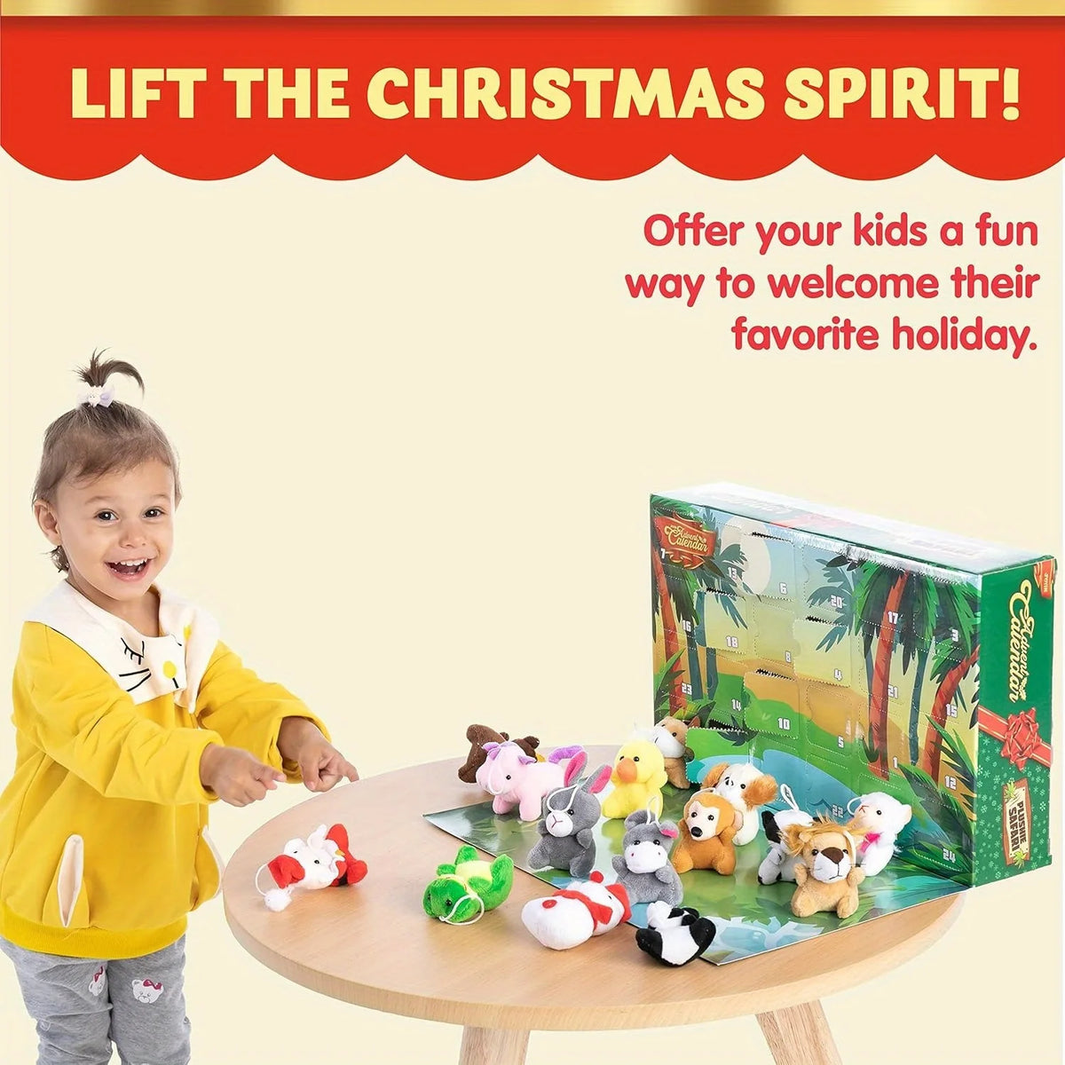 Adventskalender mit 24 Mini-Kuscheltieren Weihnachten Countdown Interaktives Spielzeug Weihnachtsüberraschung Kinder | Sansoti