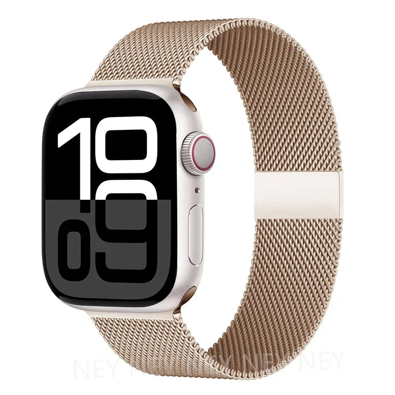 Milanaise-Mesh-Uhrenarmband Edelstahl Verstellbarer Magnetverschluss Smartwatch 38-49 mm Armband-Zubehör | Sansoti
