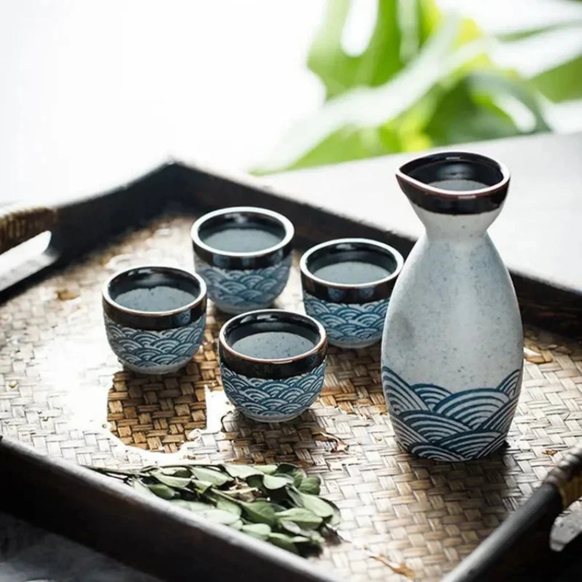 Japanese Ceramic Sake Set with Carafe and Cups for Traditional Tea Moments and Authentic Table Ceremonies | Sansoti