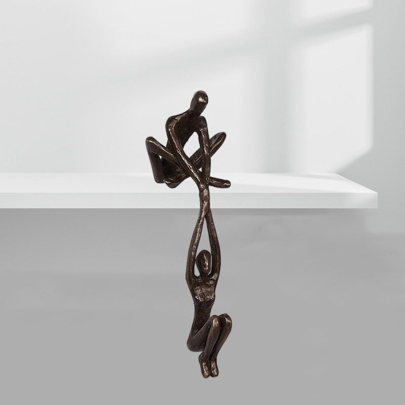 Decoratief beeld polystone 20cm zwart woonkamer sculptuur modern kunst beeld liefde verbinding | Sansoti
