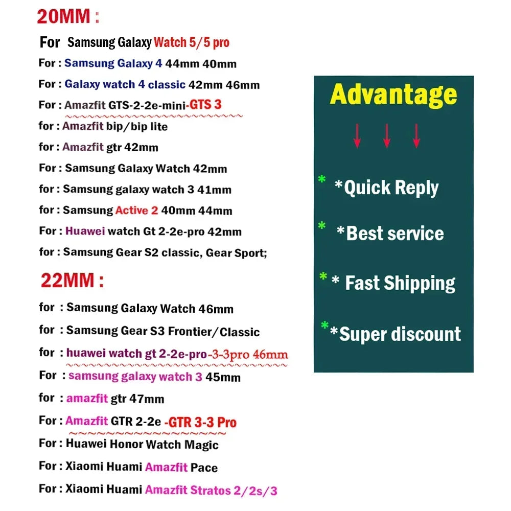 Nylonowy pasek sportowy do smartwatcha 20mm 22mm Oddychający Lekki Pasek typu Loop na nadgarstek Regulowany Trening Fitness | Sansoti