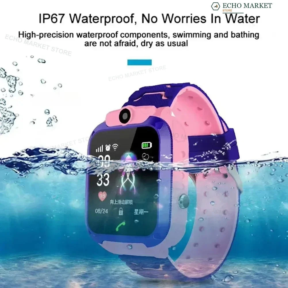 Waterdichte Kindersmartwatch met GPS-Tracking SOS-Functie en Ouderlijk Toezicht voor Android iOS Veiligheid | Sansoti