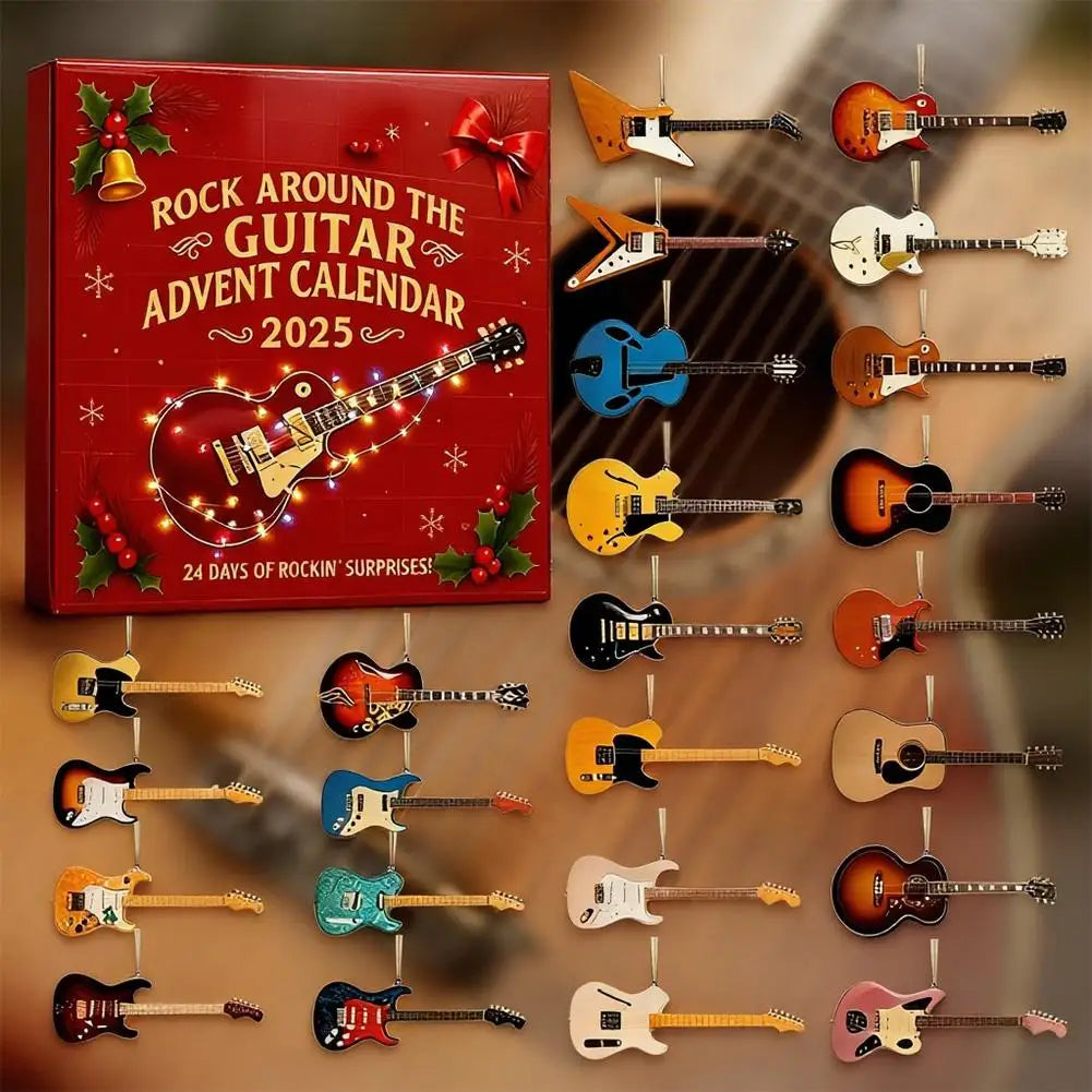 Musical Advent Calendar 24 Compartments Guitar Theme Mini Instrument Accessories Christmas Countdown Decoration | Sansoti