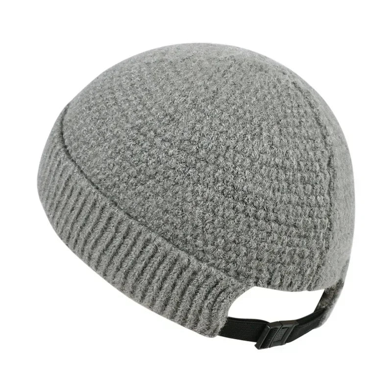 Gestrickte Mütze Winterhut aus Baumwolle, lässige Beanie, Kappenmütze im Hip-Hop-Stil, Outdoor-Unisex-Warmkopfbedeckung | Sansoti