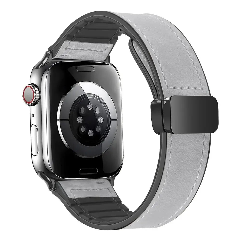 Bracelet de smartwatch magnétique en cuir véritable, réglable, résistant à l’eau, sportif, élégant et raffiné | Sansoti