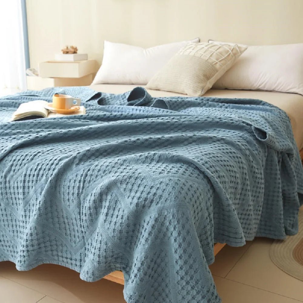 Katoenen Muslin Plaid 100x150-200x230cm Effen Geweven Deken Zacht Huidvriendelijk voor Bank Bed Auto | Sansoti
