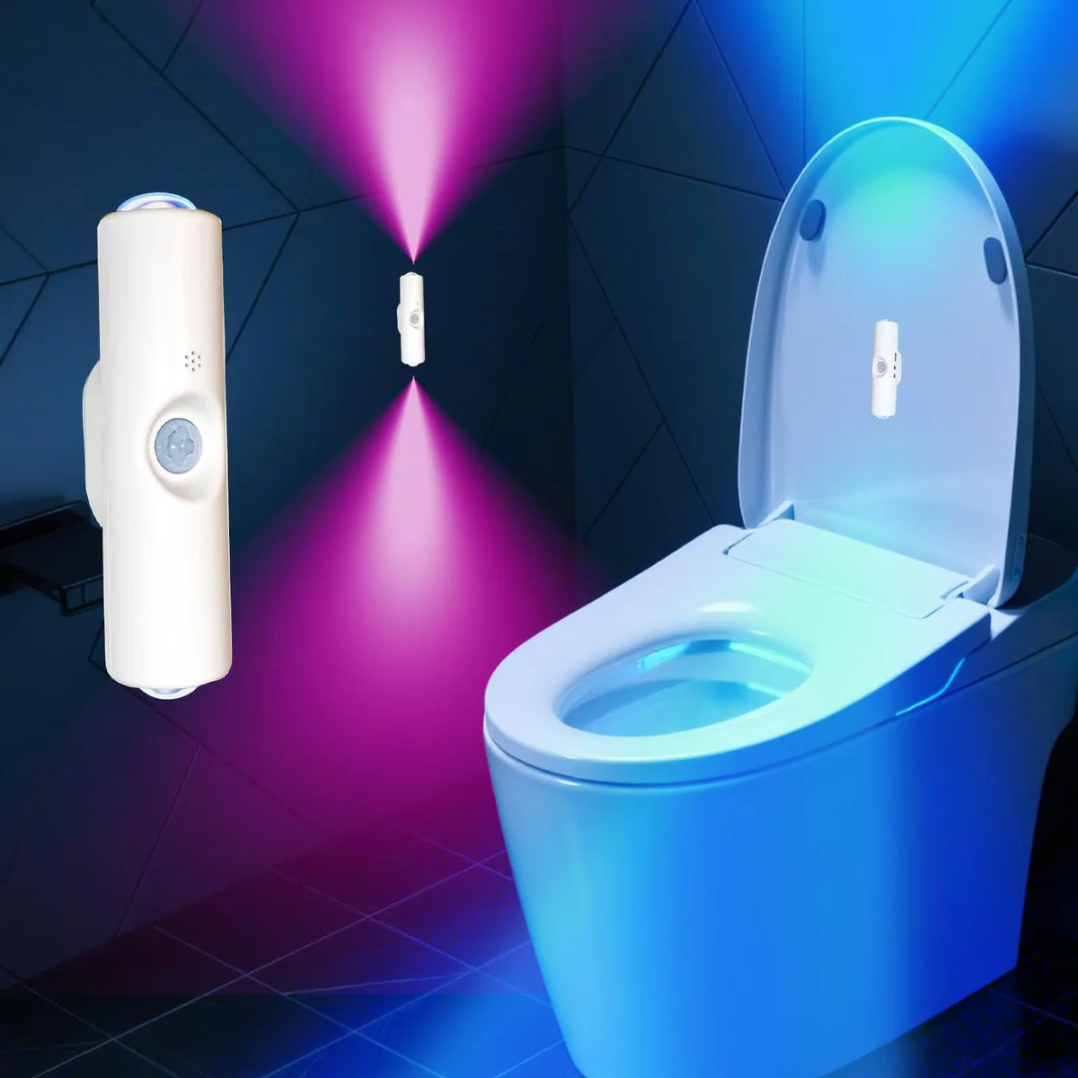 Slimme RGB-wandlamp met dubbele kop, bewegingssensor, magnetisch nachtlampje, oplaadbare spotlight voor slaapkamer, kast, tuinkamerdecoratie