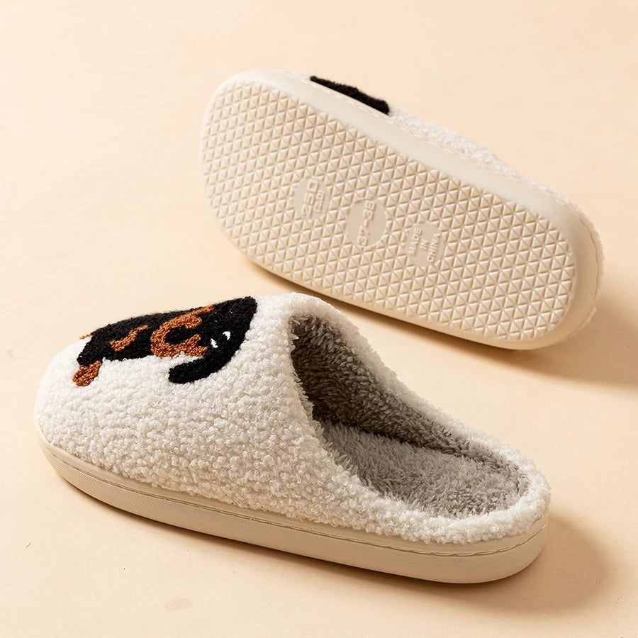 Dachshund Slippers for Women White – Soft Plush House Slippers Winter Indoor Non-Slip Warm Lining Comfortable | Sansoti