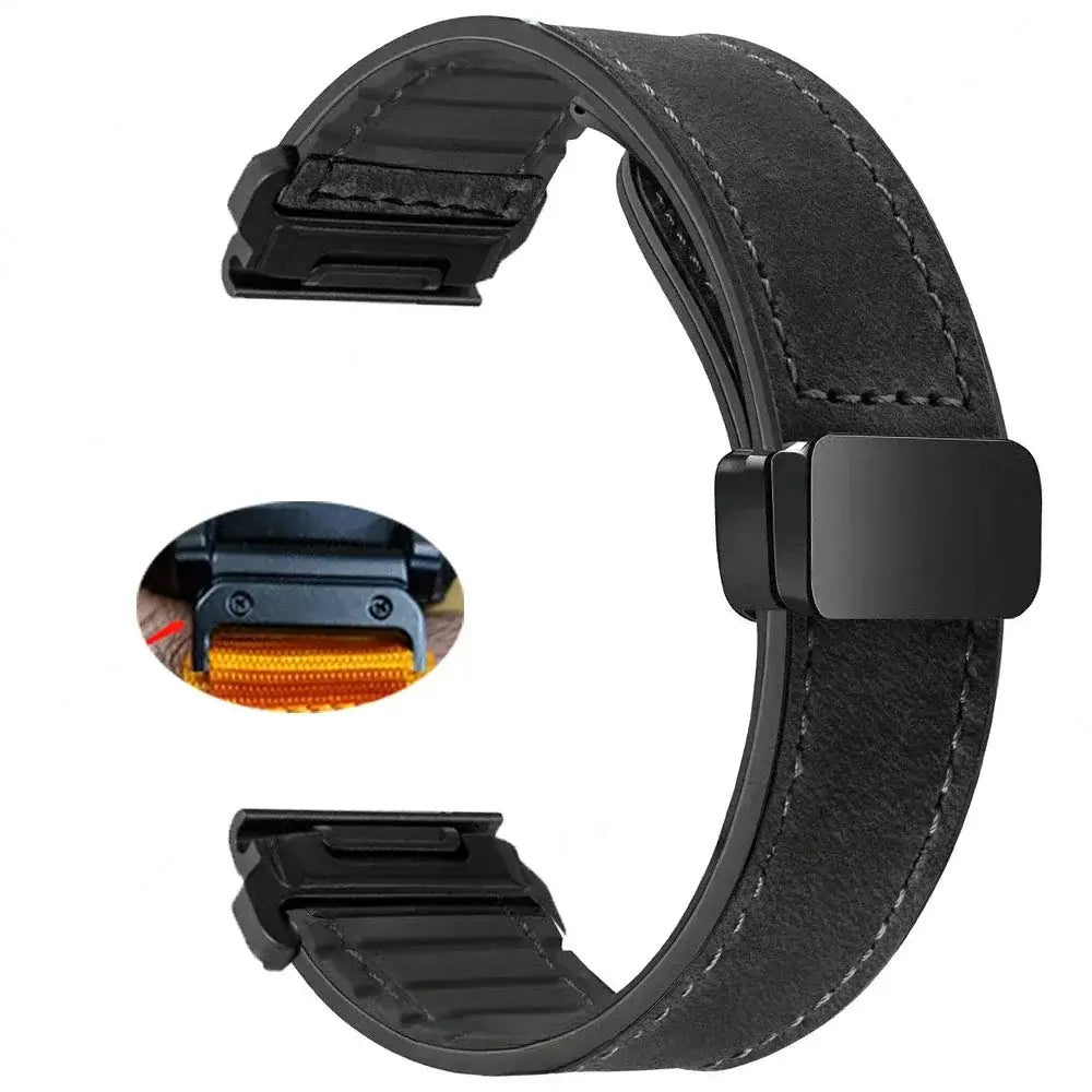 Lederarmband für Smartwatches mit magnetischem Verschluss, Schnellwechselsystem, 20 mm, 22 mm, 26 mm, universell | Sansoti