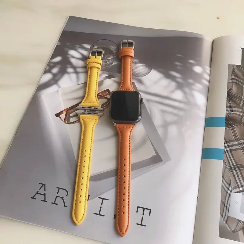 Bracelet de montre en cuir pour smartwatch, universel et réglable, 38-49 mm, bracelet haut de gamme au design sportif | Sansoti