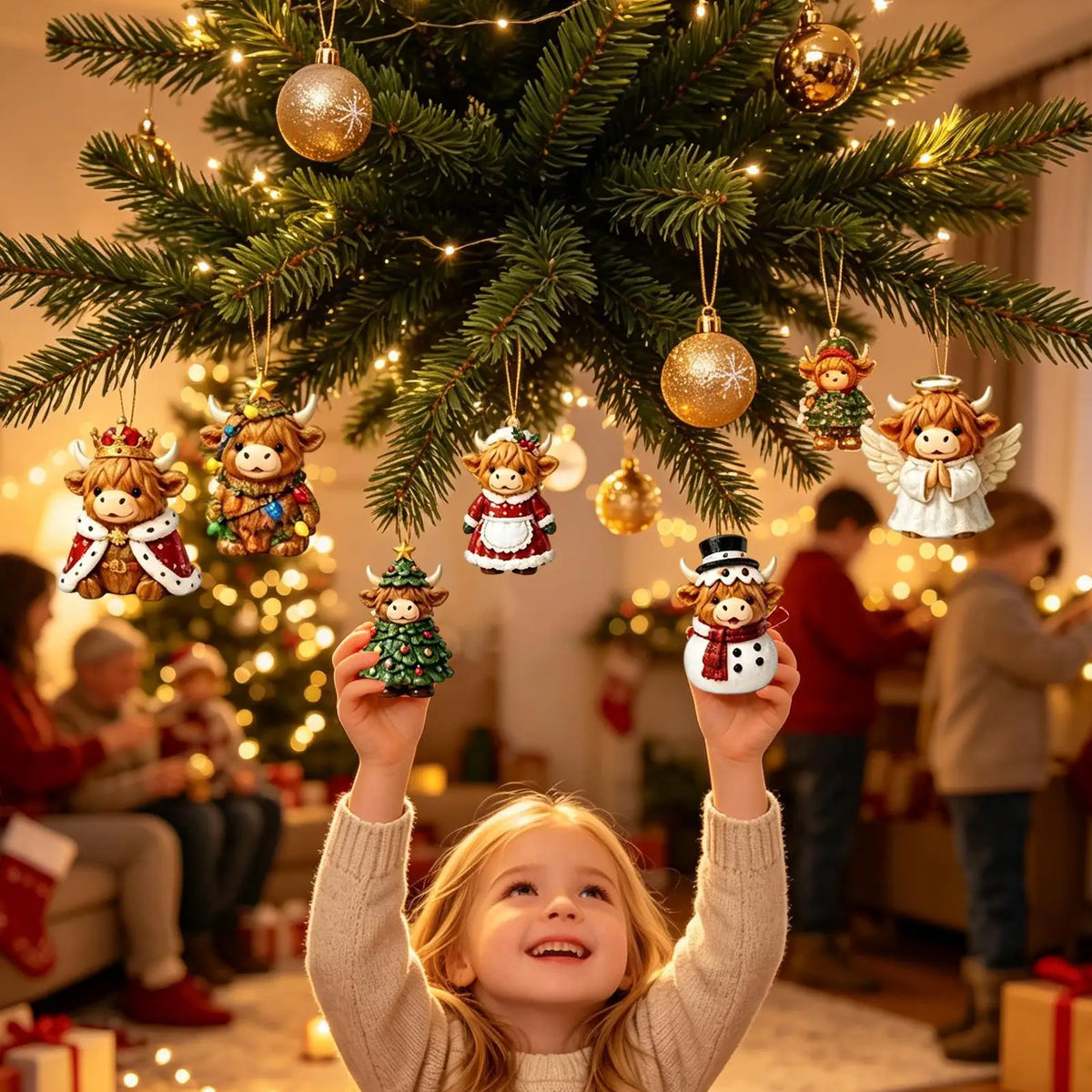 Adventskalender met 24 Koeien Ornamenten Kerst Countdown Decoratie Hangertjes voor Kerstboom Thuis Feestdagen | Sansoti